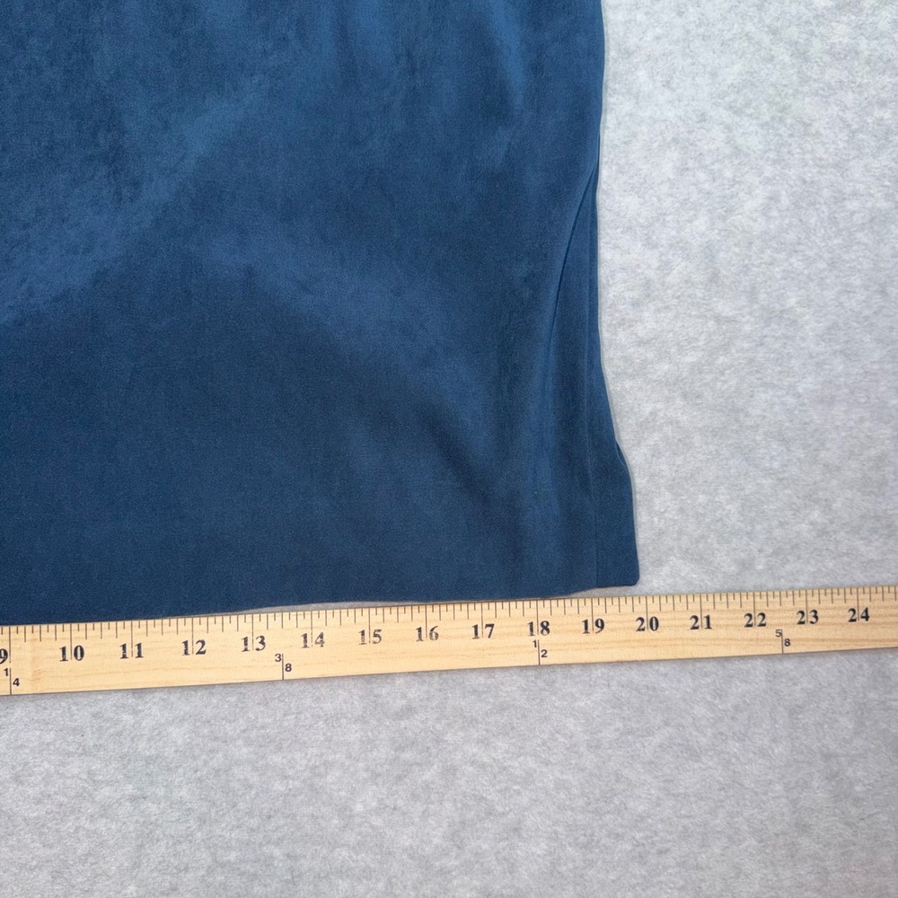 Vintage Worthington Sheath Dress 12P Dark Teal Faux Suede Pleated Short Sleeve - Picture 10 of 12